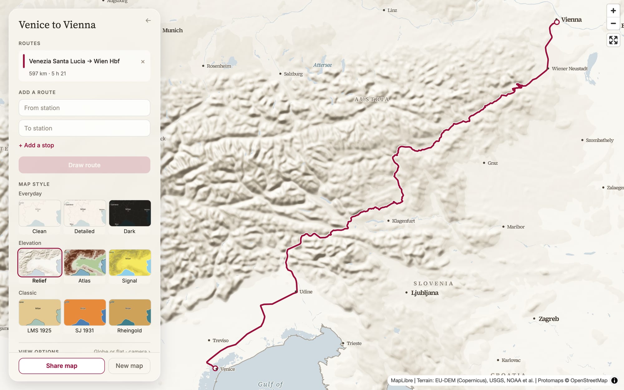 Venice to Vienna on Relief