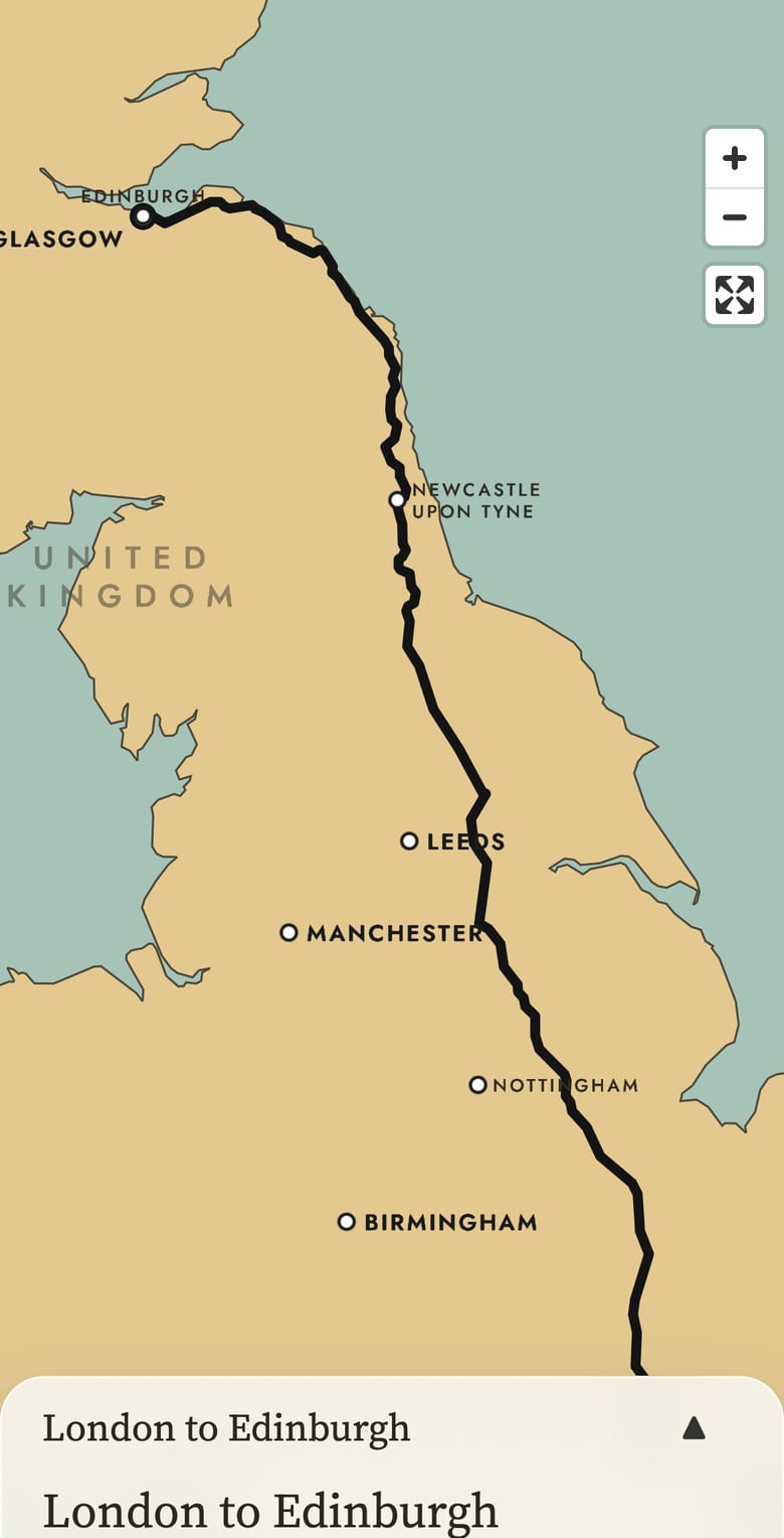 London to Edinburgh on LMS 1925, phone