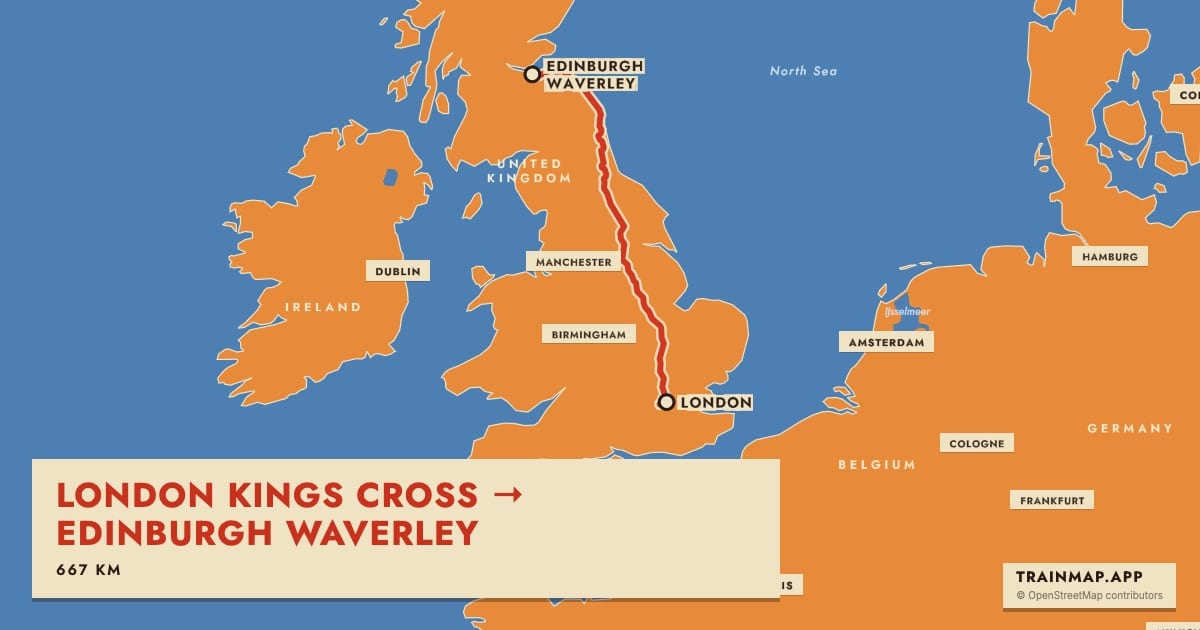 Share card: London Kings Cross to Edinburgh Waverley on Sverige 1931