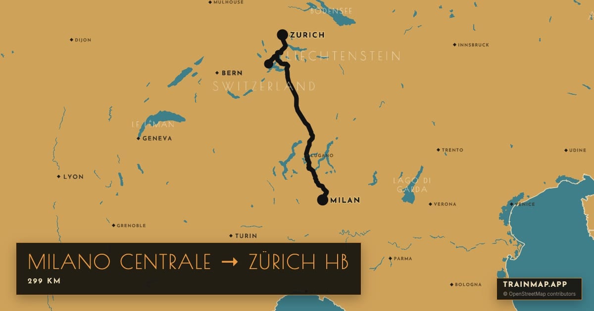 Share card: Milan to Zurich on Rhein 1928