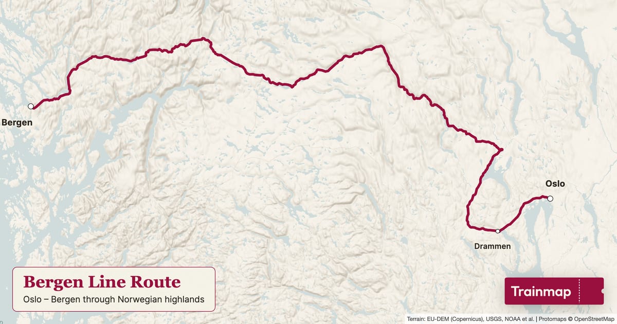 Bergen Line Route Map | Oslo to Bergen